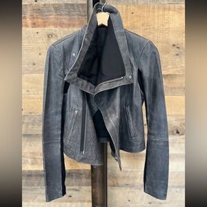 Veda Gray Leather Jacket